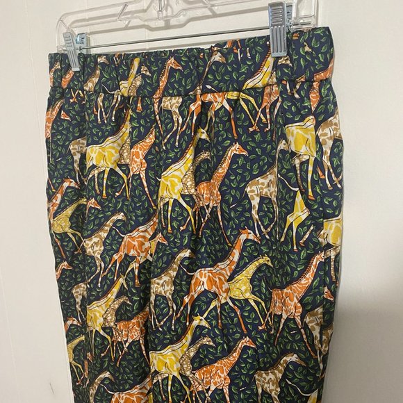 J. Crew Collection Pants Pull-on Silk Twill High Rise Pant Green Giraffes Sz 10 - Picture 4 of 10
